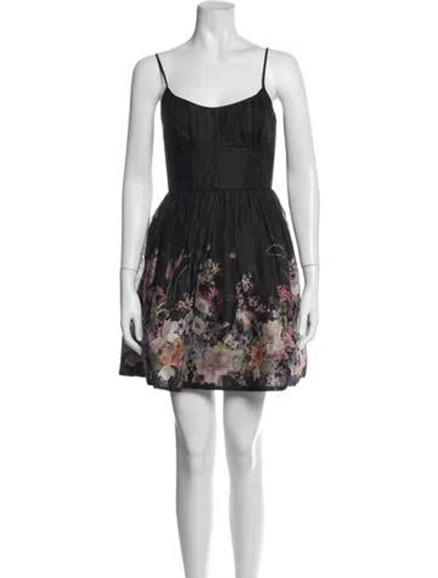 Pre-owned Zimmermann Linen Midi Length Dress In Black