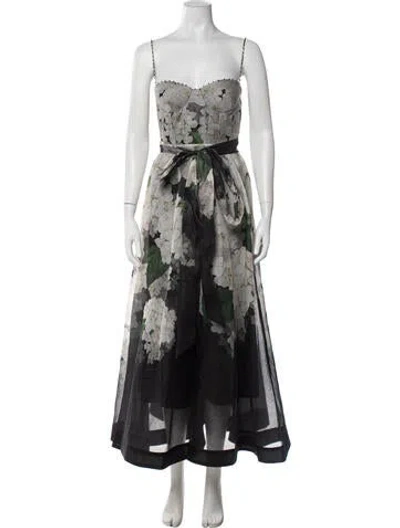 Pre-owned Zimmermann Linen Midi Length Dress In Black