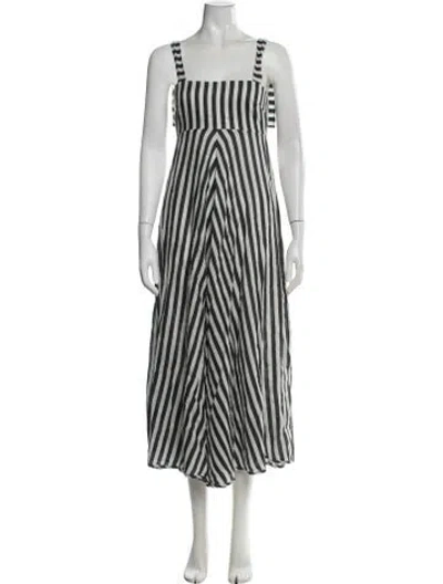 Pre-owned Zimmermann Linen Midi Length Dress In Black/white