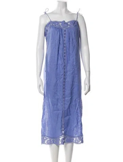 Pre-owned Zimmermann Linen Midi Length Dress In Blue
