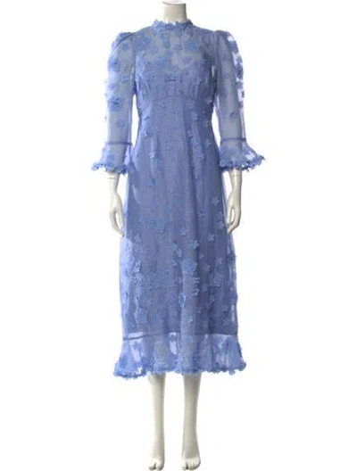 Pre-owned Zimmermann Linen Midi Length Dress In Blue