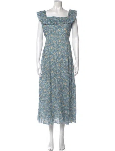 Pre-owned Zimmermann Linen Midi Length Dress In Blue