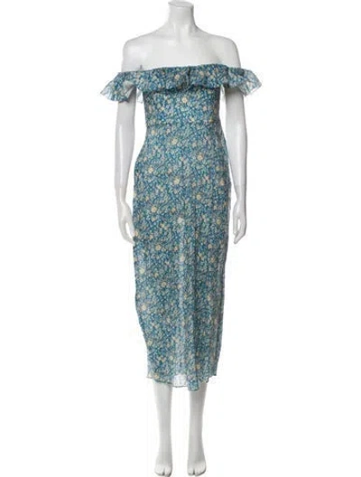 Pre-owned Zimmermann Linen Midi Length Dress In Blue
