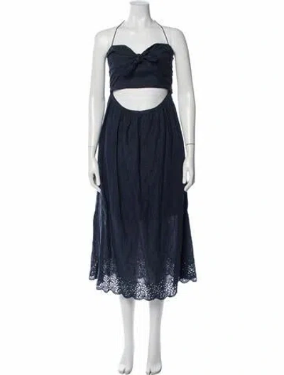 Pre-owned Zimmermann Linen Midi Length Dress In Blue