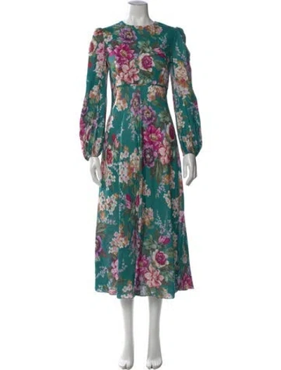 Pre-owned Zimmermann Linen Midi Length Dress In Blue