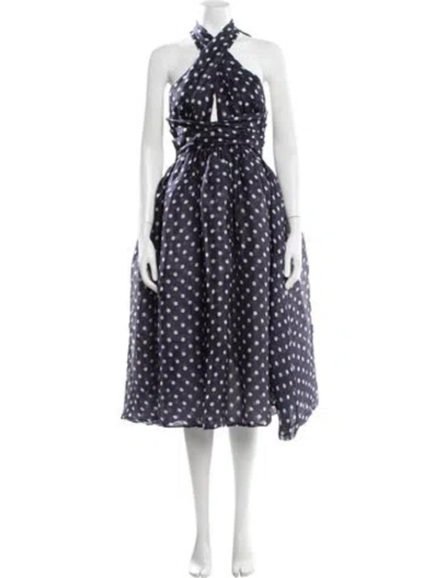 Pre-owned Zimmermann Linen Midi Length Dress In Blue