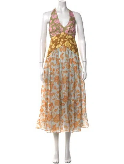 Pre-owned Zimmermann Linen Midi Length Dress In Blue