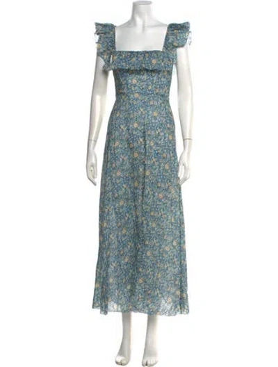 Pre-owned Zimmermann Linen Midi Length Dress In Blue