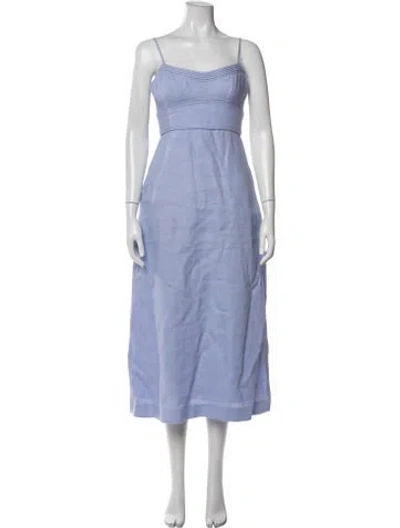Pre-owned Zimmermann Linen Midi Length Dress In Blue
