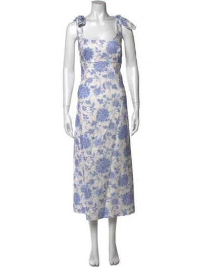 Pre-owned Zimmermann Linen Midi Length Dress In Blue