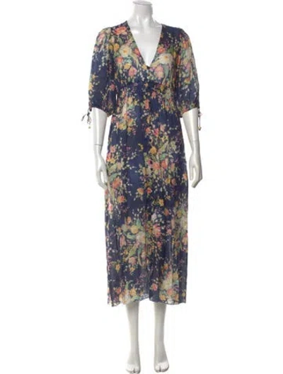 Pre-owned Zimmermann Linen Midi Length Dress In Blue