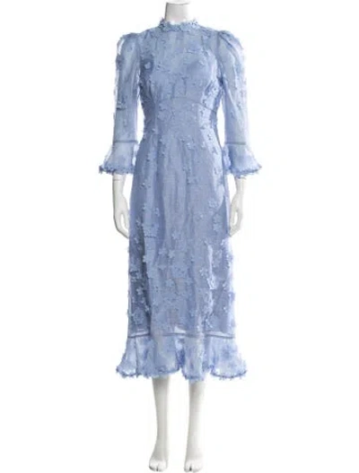 Pre-owned Zimmermann Linen Midi Length Dress In Blue