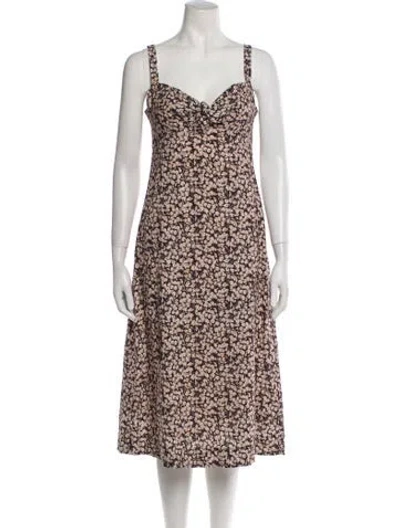 Pre-owned Zimmermann Linen Midi Length Dress In Brown
