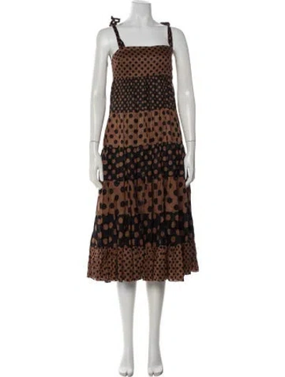 Pre-owned Zimmermann Linen Midi Length Dress In Brown
