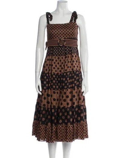 Pre-owned Zimmermann Linen Midi Length Dress In Brown