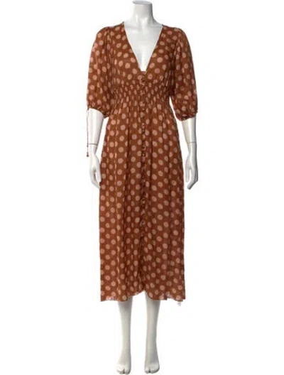 Pre-owned Zimmermann Linen Midi Length Dress In Brown