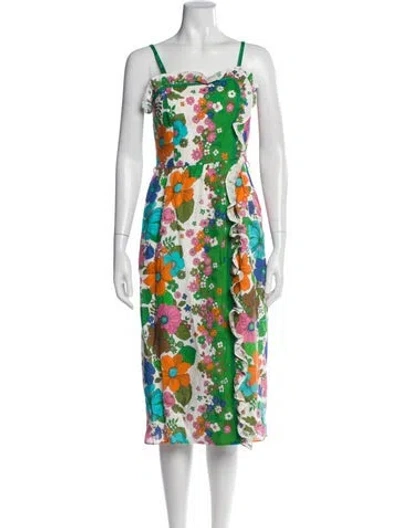 Pre-owned Zimmermann Linen Midi Length Dress In Green