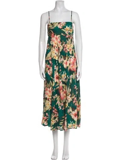 Pre-owned Zimmermann Linen Midi Length Dress In Green