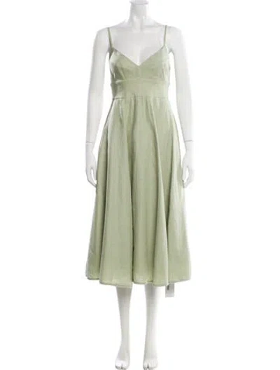 Pre-owned Zimmermann Linen Midi Length Dress In Green