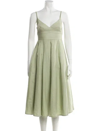 Pre-owned Zimmermann Linen Midi Length Dress In Green