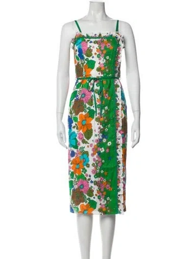 Pre-owned Zimmermann Linen Midi Length Dress In Green