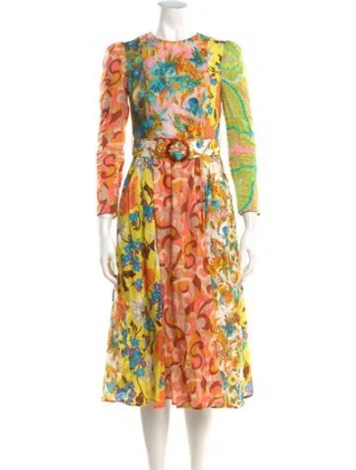 Pre-owned Zimmermann Linen Midi Length Dress In Green