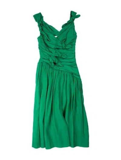 Pre-owned Zimmermann Linen Midi Length Dress In Green