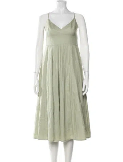 Pre-owned Zimmermann Linen Midi Length Dress In Green