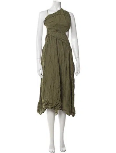 Pre-owned Zimmermann Linen Midi Length Dress In Green