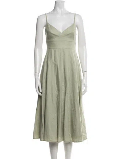 Pre-owned Zimmermann Linen Midi Length Dress In Green