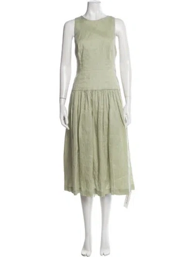 Pre-owned Zimmermann Linen Midi Length Dress In Green