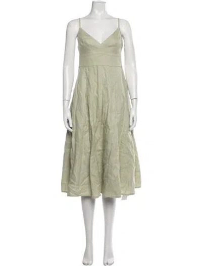 Pre-owned Zimmermann Linen Midi Length Dress In Green