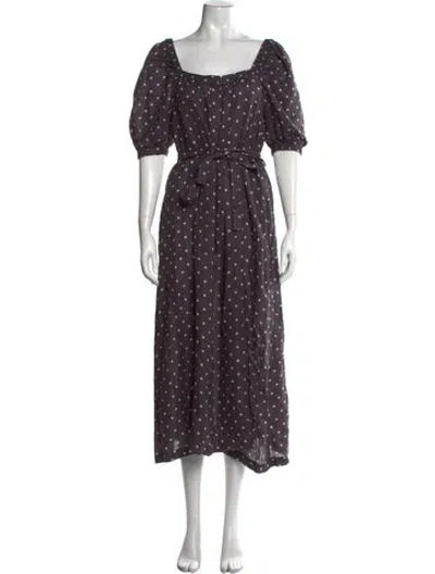 Pre-owned Zimmermann Linen Midi Length Dress In Grey