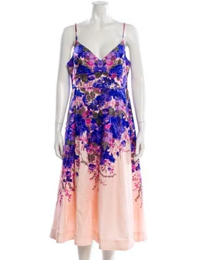 Pre-owned Zimmermann Linen Midi Length Dress In Multi