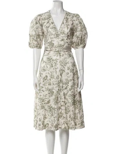 Pre-owned Zimmermann Linen Midi Length Dress In Multi