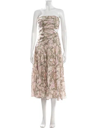 Pre-owned Zimmermann Linen Midi Length Dress In Multi