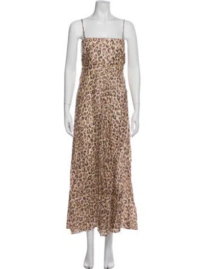 Pre-owned Zimmermann Linen Midi Length Dress In Multi