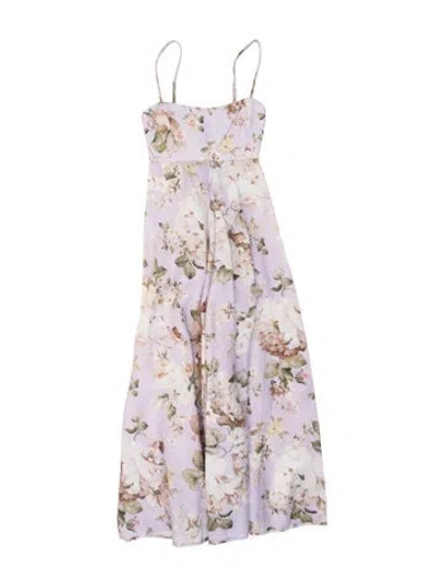 Pre-owned Zimmermann Linen Midi Length Dress In Multi