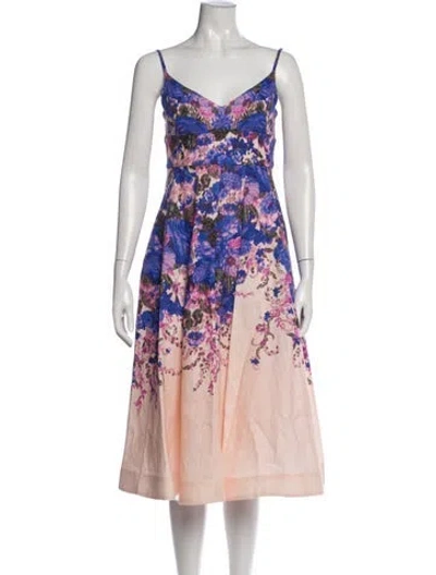 Pre-owned Zimmermann Linen Midi Length Dress In Multi