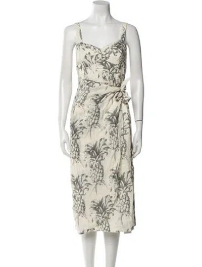 Pre-owned Zimmermann Linen Midi Length Dress In Neutral