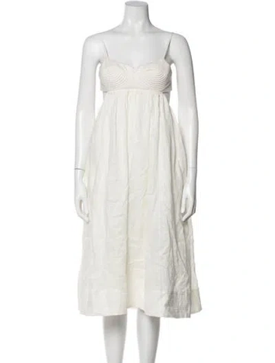 Pre-owned Zimmermann Linen Midi Length Dress In Neutral