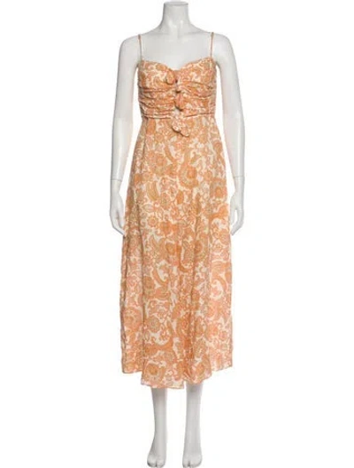 Pre-owned Zimmermann Linen Midi Length Dress In Neutral