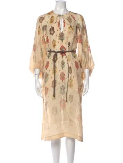 Pre-owned Zimmermann Linen Midi Length Dress In Neutral