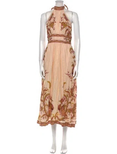 Pre-owned Zimmermann Linen Midi Length Dress In Neutral