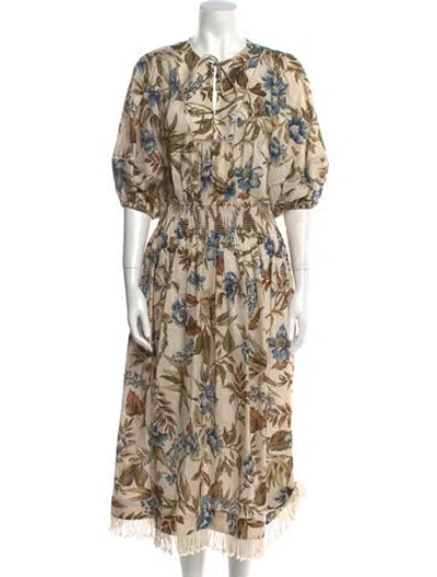 Pre-owned Zimmermann Linen Midi Length Dress In Neutral