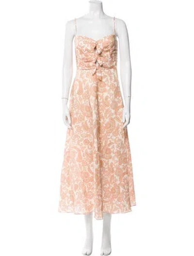 Pre-owned Zimmermann Linen Midi Length Dress In Neutral