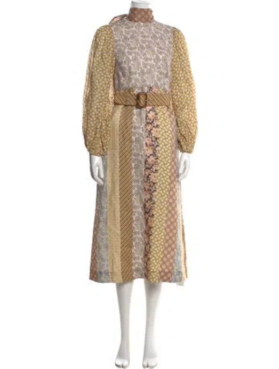 Pre-owned Zimmermann Linen Midi Length Dress In Neutral