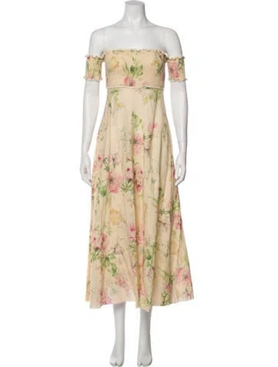 Pre-owned Zimmermann Linen Midi Length Dress In Neutral
