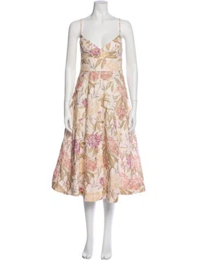Pre-owned Zimmermann Linen Midi Length Dress In Neutral