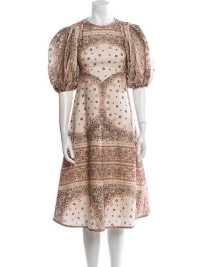 Pre-owned Zimmermann Linen Midi Length Dress In Neutral